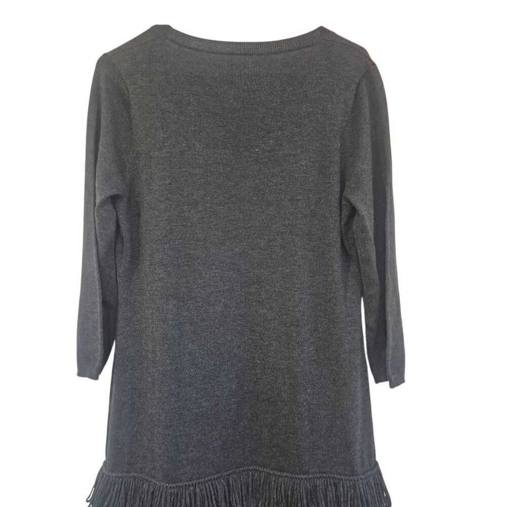 Calvin Klein Women's Heather Black Acrylic/Poly Scoop Neck 3/4 Sleeves Looped Fr - Picture 5 of 11